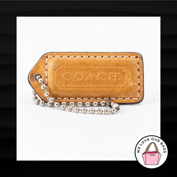 Coach Accessories - 2" Medium COACH BROWN LEATHER KEY FOB BAG CHARM KEYCHAIN HANGTAG TAG
